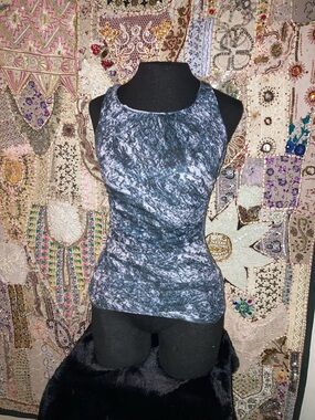 Calvin Klein Black & White Marble-Print Tank Top